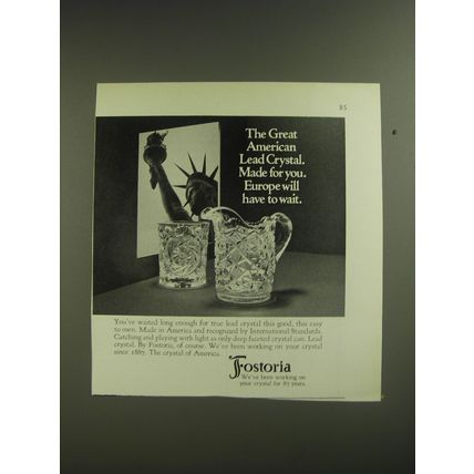1974 Fostoria Crystal Ad - The Great American Lead Crystal. Made for you.