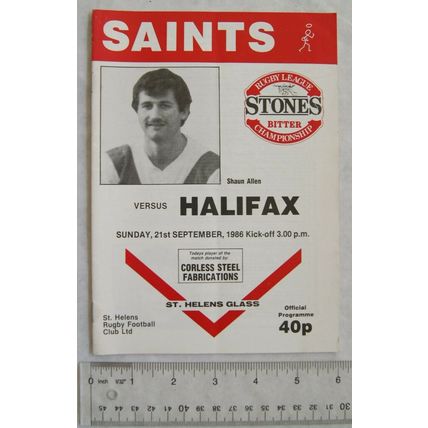 1986 programme St. Helens v. Halifax