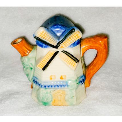 Porcelain 5.5" Miniature Teapot, 2-Piece Windmill, Made in Japan, Vintage