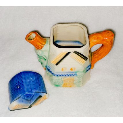 Porcelain 5.5" Miniature Teapot, 2-Piece Windmill, Made in Japan, Vintage