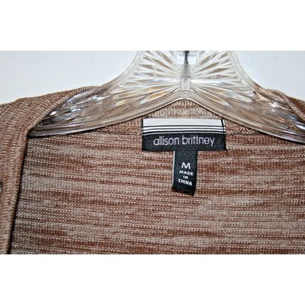 Allison Brittney Women's Brown Long Sleeve Shawl Style Open Front Top Size M