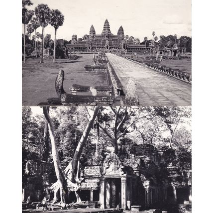 Second Gopura Preah Khan Angkor Thom Siemreap Antique Cambodia 2x RPC Postcard