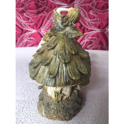 Mythical and Magical Fairy on a Witch Face Toadstool Indoor or Outdoor Figurine