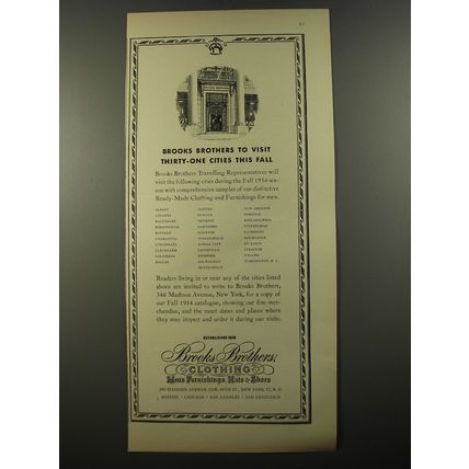 1954 Brooks Brothers Clothing Ad - Brooks Brothers to visit thirty-one cities