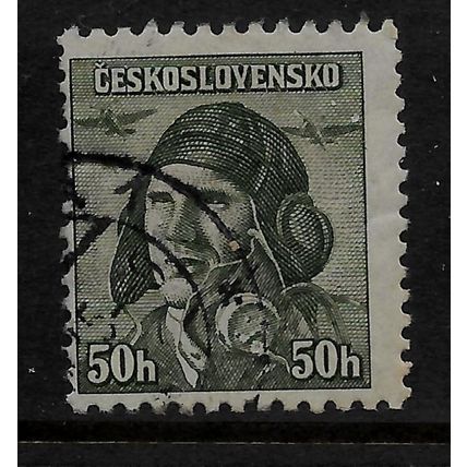 CZECH REPUBLIC 1945 WAR HEROES 50H GREEN STAFF CAPT VASATKO SG 433 FINE USED