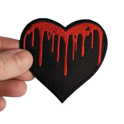 Bleeding Heart Iron On Patch Horror Sew Black Red Badge Fun Applique Badge P584