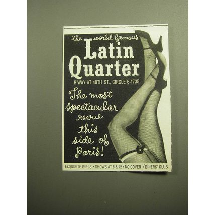 1958 Latin Quarter Restaurant Ad - The most spectacular revue this side of Paris