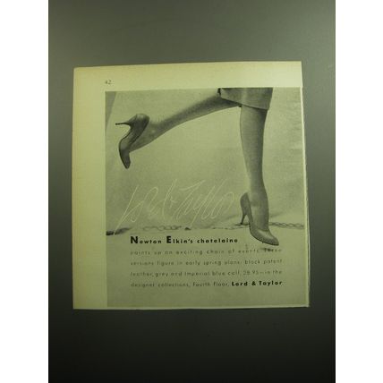 1958 Lord & Taylor Newton Elkin Shoes Ad - Newton Elkin's chatelaine