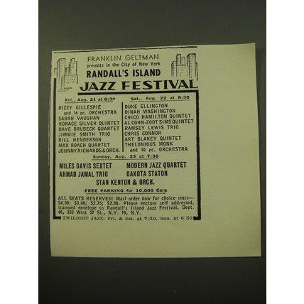 1959 Randall's Island Jazz Festival Ad - Franklin Geltman presents