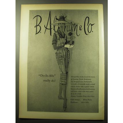 1959 B. Altman & Co. Coveralls by Sheila Muldowny Ad - Do-it-Alls really do