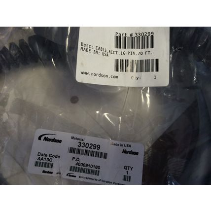 NEW NORDSON CABLE 330299 70FOOT,AA13C 5985 HARTING Han,cable,rect,16 Pin,70ft,DE
