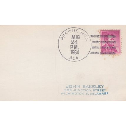 ZAYIX US Cover Perdue Hill, Alabama 1964 town Hand cancel 0324M0229