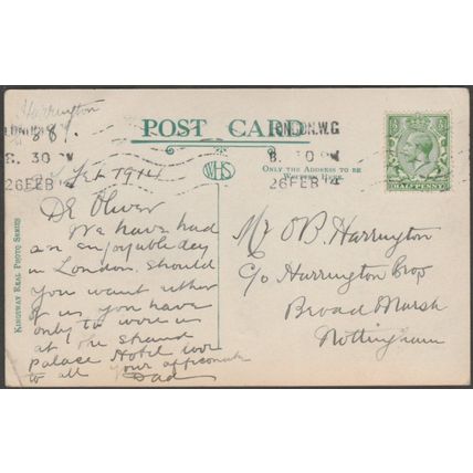 The Winter Garden, Strand Palace Hotel, London, 1914 - Kingsway RP Postcard