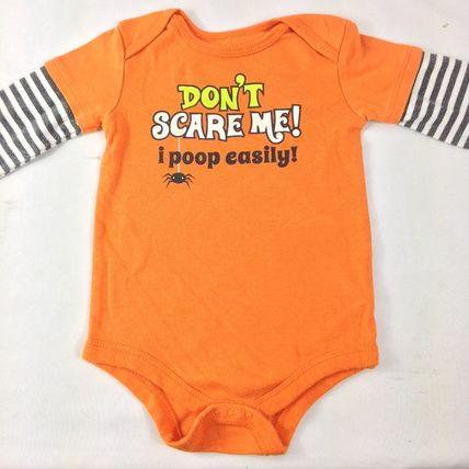 Halloween Jumper Topsville "Dont Scare Me I Poop" Orange Long Sleeve Size 18M