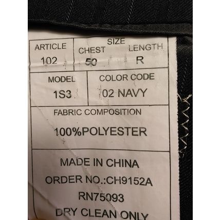 Angelo Rossi Mens Sports Coat Black Striped Inner Pockets Button Sleeve