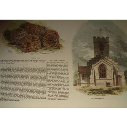 LOBSTER FISHING / CRANOE CHURCH [Hand-colored] - ILLUSTRATED LONDON NEWS - 1847