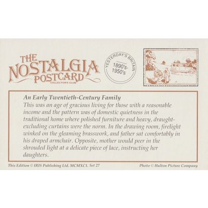 Postcard Edwardian Middle Class Family Drawing Room Children- Nostalgia