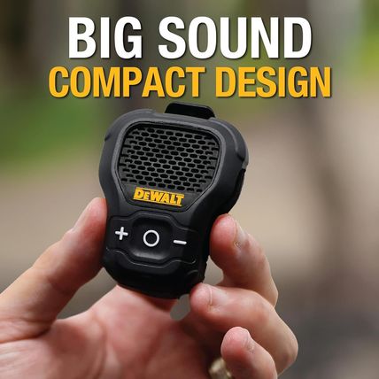 DEWALT Wearable Bluetooth Speaker [Onyx Edition - Black] Clip-On Wireless Jobsit