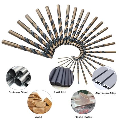 29Pcs Drill Bit Set, 135 Degree Tip High Speed Steel with Black and Gold Finish,