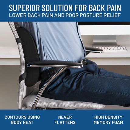 Everlasting Comfort Lumbar Support Pillow for Car Seat - Memory Foam Back Cushio