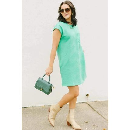 Mint Green Textured Cap Sleeve T Shirt Dress