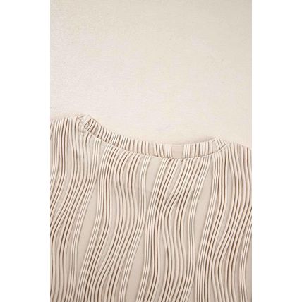 Apricot Textured Wavy Round Neck Long Sleeve Top