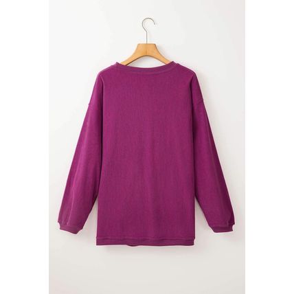 Festival Fuchsia Ribbed Corduroy Oversized Sweatshirt