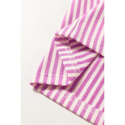 Phalaenopsis Striped Patchwork Three Quarters Sleeve Loose Mini Dress
