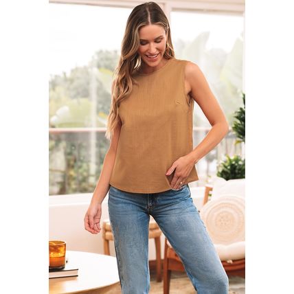 Desert Gold Bowknot V Cut Backless Cotton Tank Top