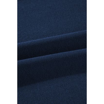Navy Blue Contrast Trim Half Sleeve Top Drawstring Pants Loose 2pcs Sweater Suit