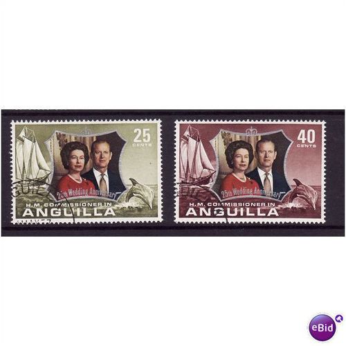 ANGUILLA 1972 SILVER WEDDING SET 2 VALS FINE USED