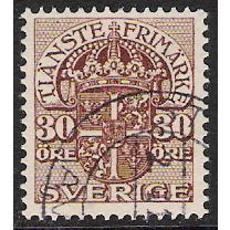 Fa TJ 52: 30 ö brown Official Stamp: Coat of Arms, watermark wavy lines.