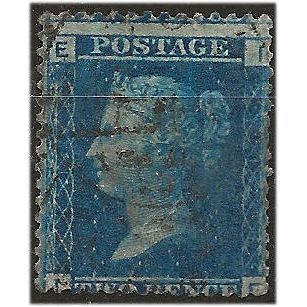 1858 SG45 2d Blue Plate 12 Good+ Used Check Letters "IE"
