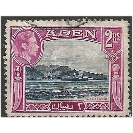 Aden 1939 SG25 2 Rupees Deep Blue & Magenta Fine Used . .. .