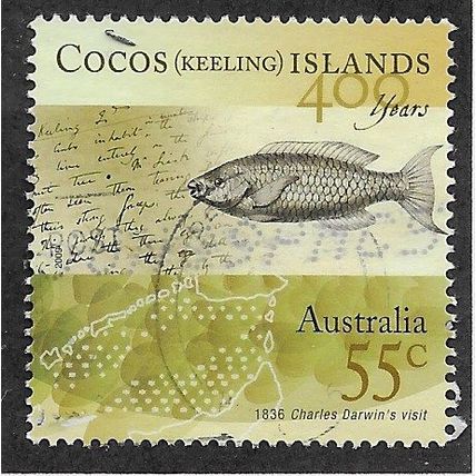 CKI 2009 55c 'DARWINS NOTEBOOK' FINE USED (EBID70-988)