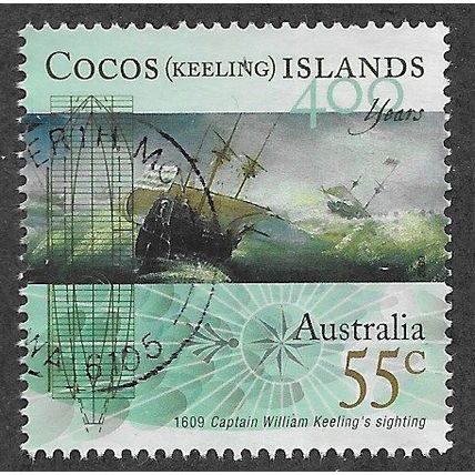 CKI 2009 55c 'ENGLISH EAST INDIAMAN' FINE USED (EBID70-987)