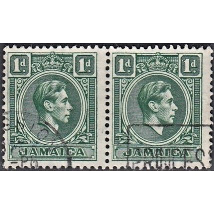 JAMAICA, 1951 1d George VI, SG 122a (Scott #149), used pair.