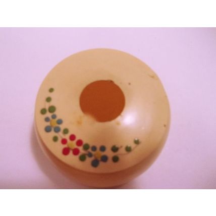 1920s Celluloid Dresser Set Powder Box and Hair Receiver Hand Painted Flowers