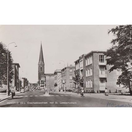 Hengelo Old Bicycle Enschedesestraat Met St Lambertuskerk Holland RPC Postcard