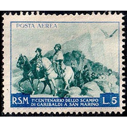 San Marino 1949 Airmail Garibaldi's Refuge 5L MNG Stamp