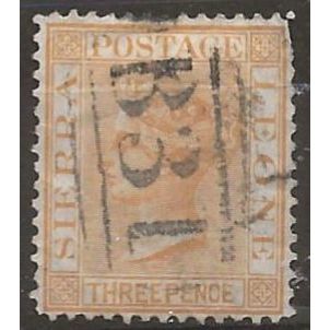 Sierra Leone 1876 SG32 3d Yellow Wmk Crown CA Good/Fine Used ..