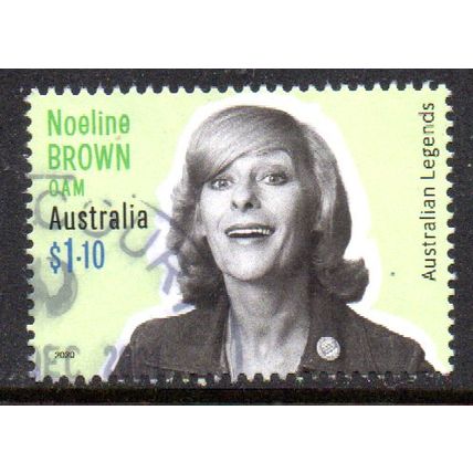 AUSTRALIA: 2020, $1.10 LEGENDS, NOELINE BROWN, USED SHEET PERF STAMP. 606/629