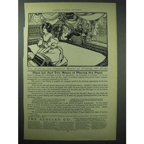 1902 Aeolian Pianola Player Piano Ad - Two Means
