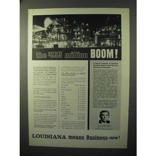 1964 Louisiana State Ad - The $333 Million Boom!