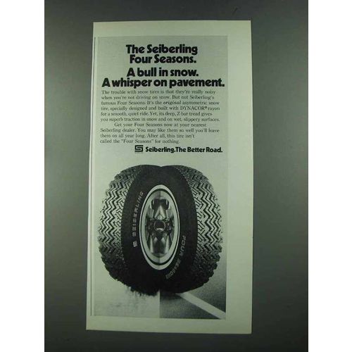 1972 Seiberling Four Seasons Tire Ad - Bull in Snow