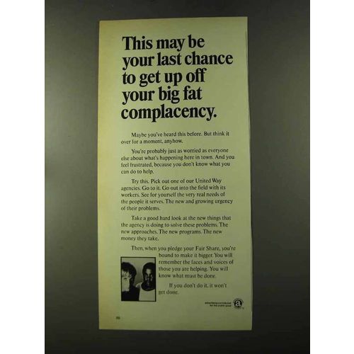 1973 United Way Ad - Big Fat Complacency