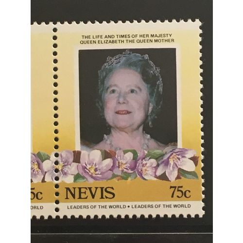 Nevis 1985 Queen Elizabeth Mother 75c Unmounted Mint NHM SG 312 Sc 430 stamp