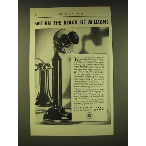 1933 American Telephone and Telegraph Company Ad - Within the reach of millions
