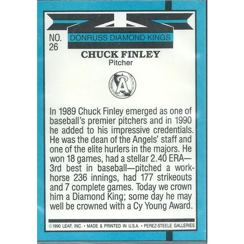 1991 Donruss Diamond Kings Los Angeles Angels Chuck Finley #26
