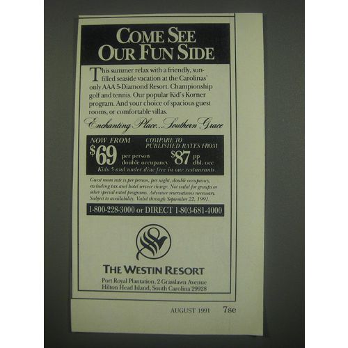1991 The Westin Resort Hilton Head Island, South Carolina Ad - Come see our fun